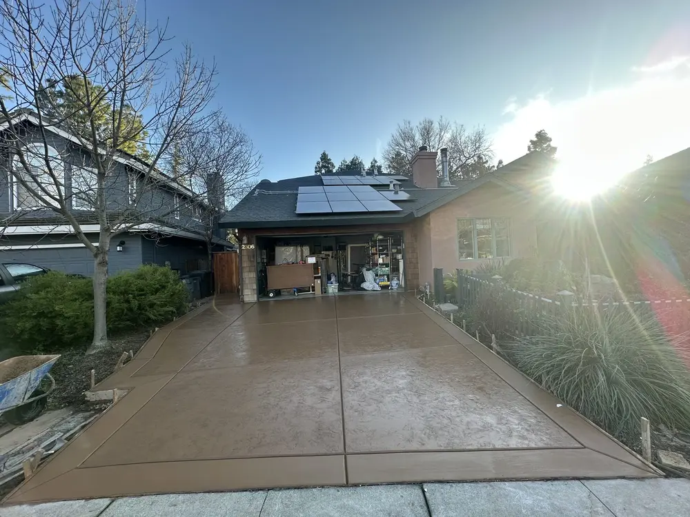 Colored concrete driveway